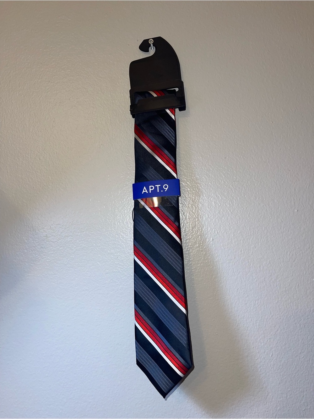 Apt. 9 Navy, Red & White Diagonal Stripe Tie